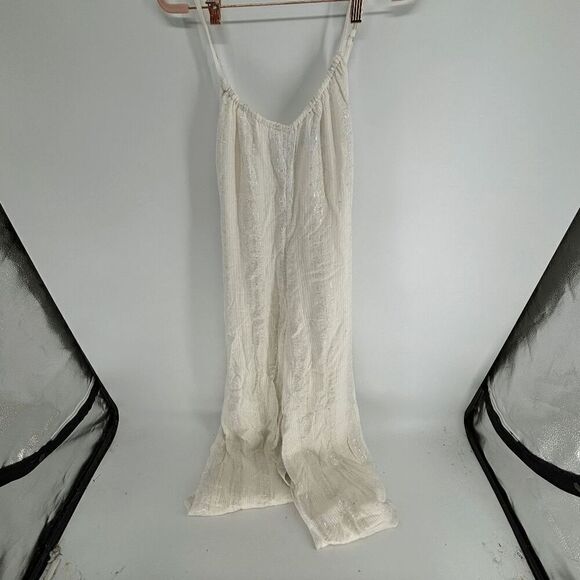 Majorelle New Love Womens White silver stripe sleevless wide leg jumpsuit Small - Picture 1 of 10